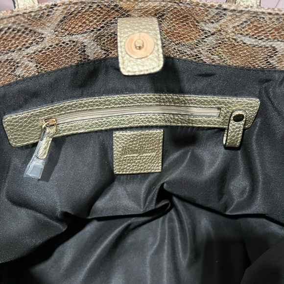 Neiman Marcus gold snake print tote bag - Picture 3 of 9